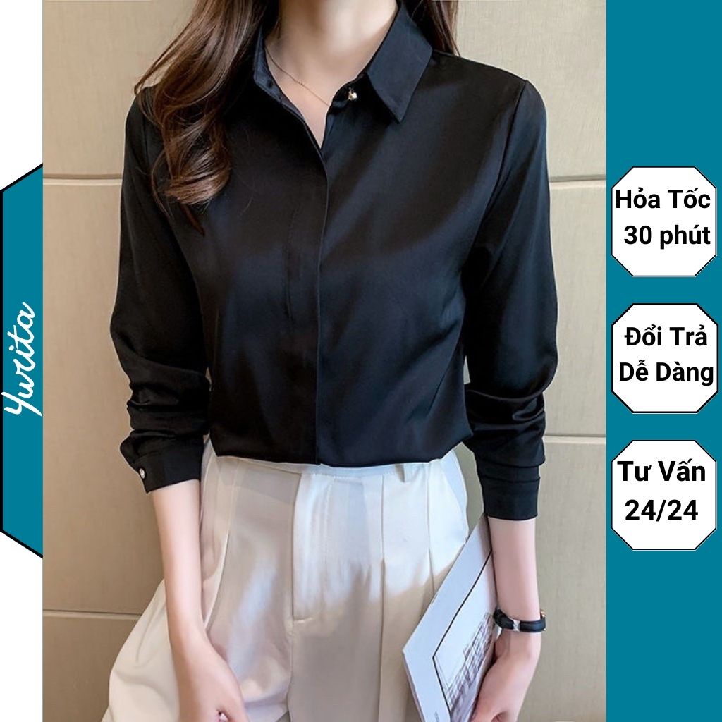 Áo Sơ Mi Đen Tay Dài YURITA MSA001 - Ảnh Thật