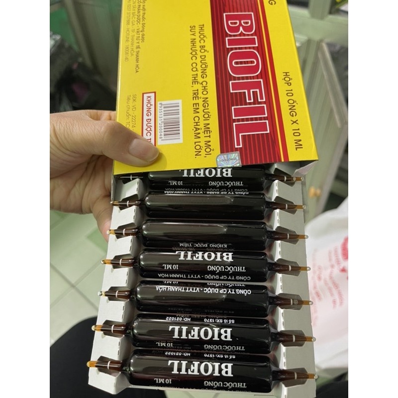 Biofil Hỗ trợ bổ dưỡng cho người mệt mỏi, suy nhược cơ thể, trẻ em chậm lớn - hộp 10 ống đậm đặc