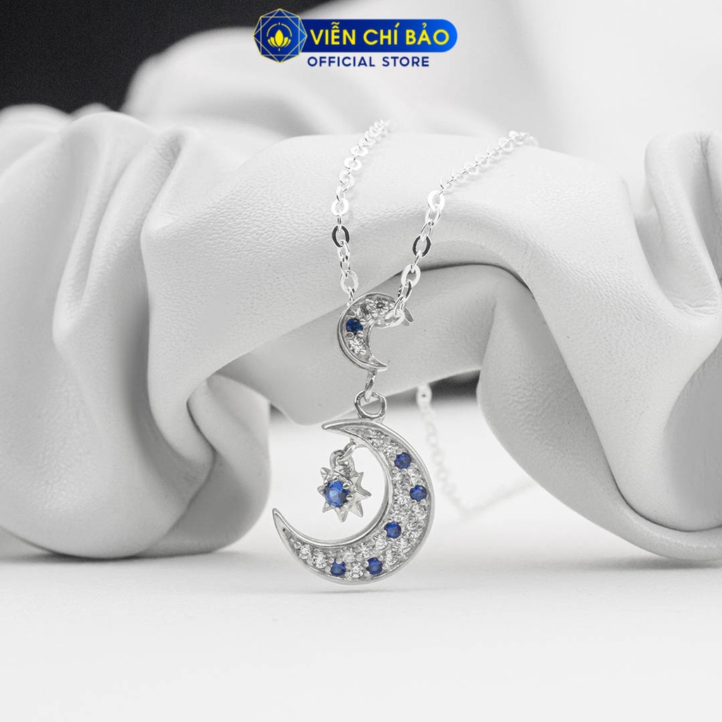 Dây chuyền bạc nữ mặt Moon - Star - Xanh dương chất liệu bạc 925 thời trang phụ kiện trang sức Viễn Chí Bảo  D400639
