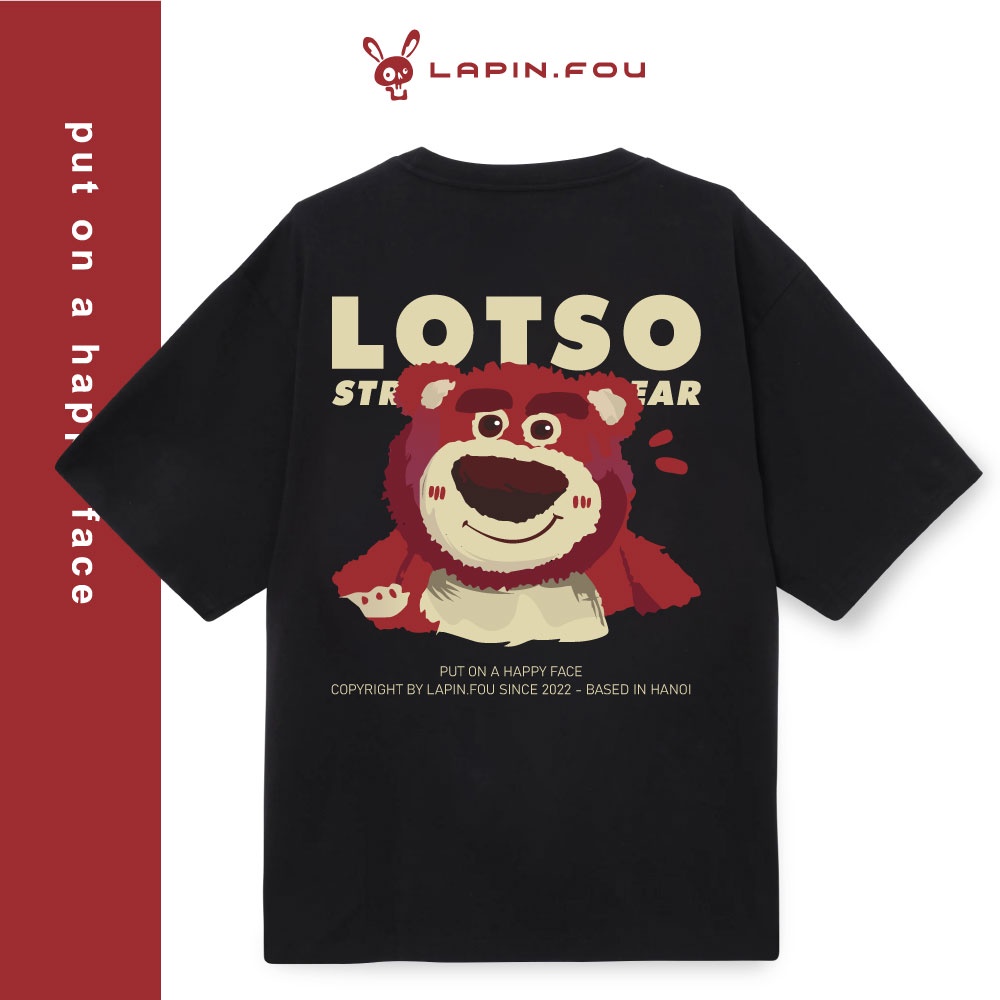 Áo Thun Unisex Nam Nữ Local Brand - Lapin.Fou Gấu Dâu Strawberry Bear Lotso