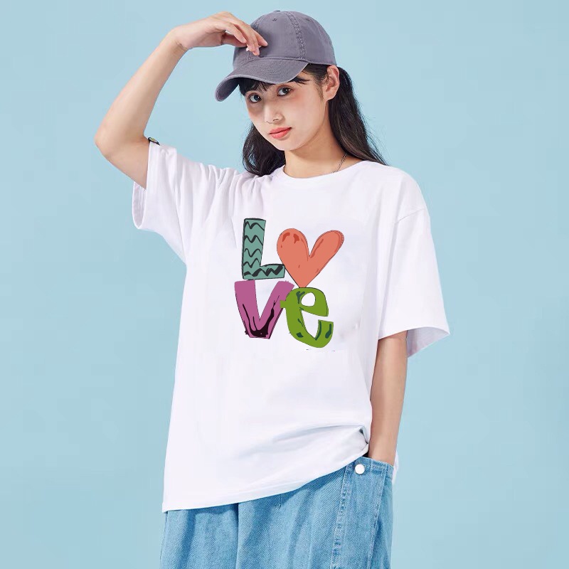 Áo thun đôi nam nữ ALALA  áo cặp đôi tình yêu unisex basic phom rộng tay lỡ cổ tròn họa tiết LOVE | BigBuy360 - bigbuy360.vn