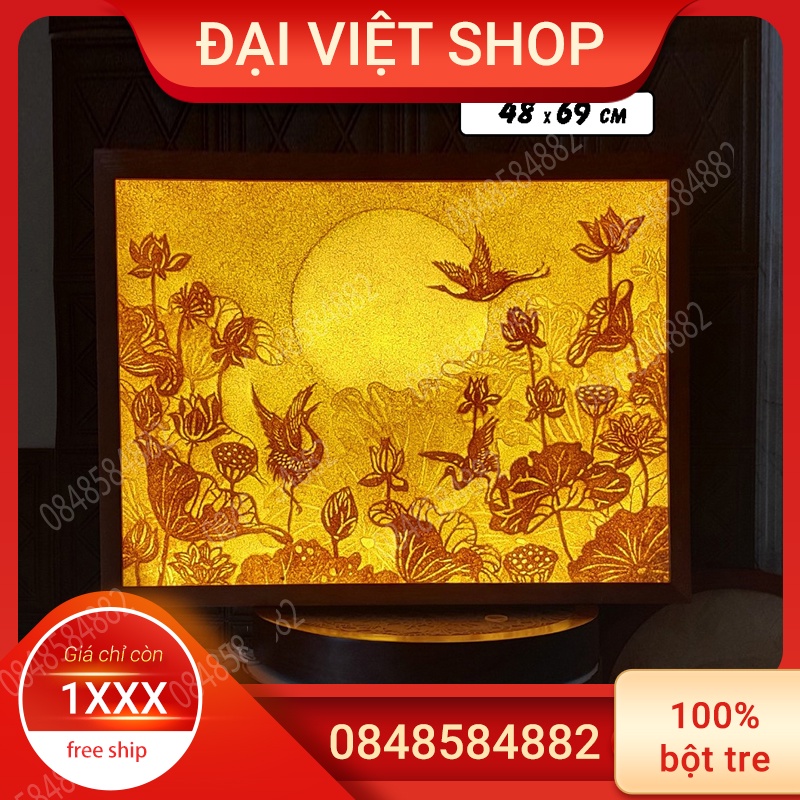 Tranh trúc chỉ thủ công chính hãng Đại Việt treo tường ban thờ 48x69 giá ưu đãi Hà Nội Tp Hồ chí Minh