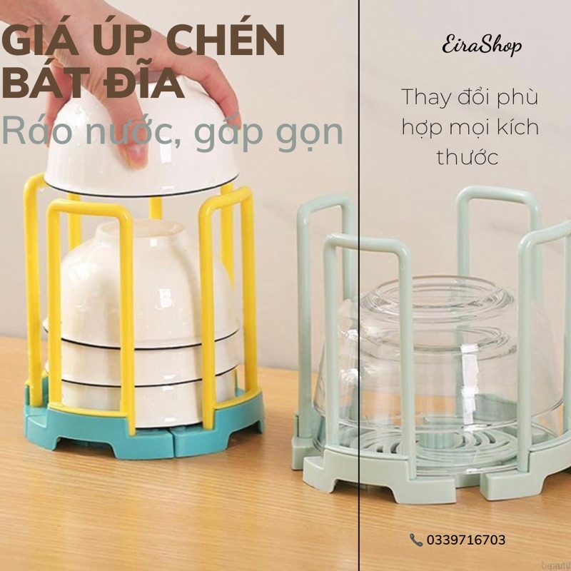 Giá để chén bát đĩa ráo nước gấp gọn thông minh phù hợp với nhiều loại bát đĩa khác nhau