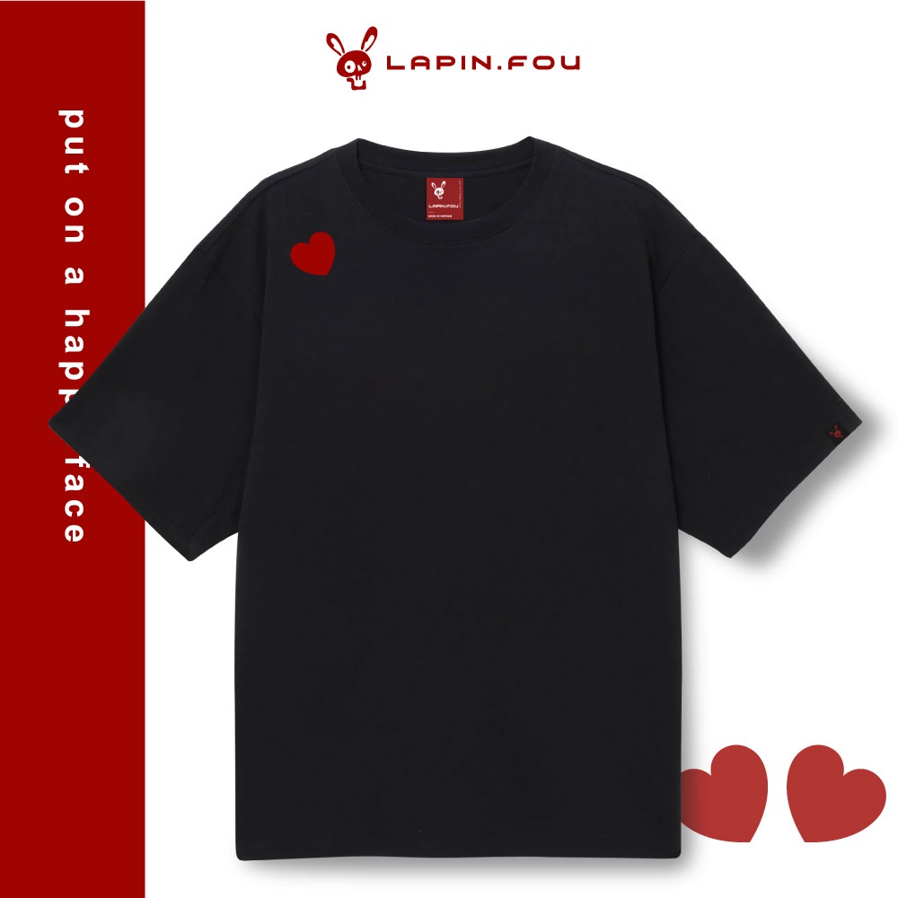 Áo Thun Cặp Đôi Nam Nữ Local Brand - Lapin.Fou Heart On My Shoulder