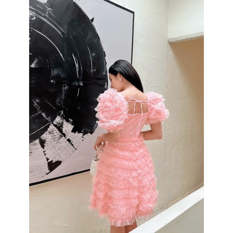 SIÊU SALE ĐẦM LƯỚI  THIẾT KẾ TAY ÁO PHỒNG , CÓ MÚT LÓT NGỰC XINH XẮN KHI ĐI CHƠI , DỰ TIỆC CN