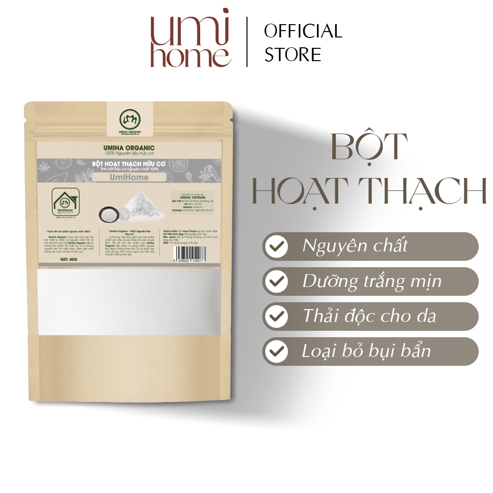 Bột Hoạt Thạch đắp mặt nạ hữu cơ UMIHOME nguyên chất 40g | Talc powder 100% Organic