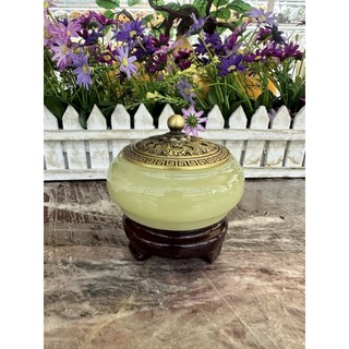 Lư xông trầm hương, hủ đỉnh đốt nhang, trầm hương đá ngọc Onyx - Cao 10 cm