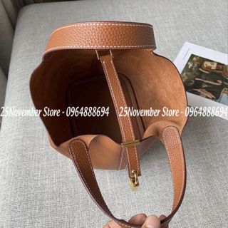 Túi Xách Her. M E S khóa vàng màu nâu size 18cm- Super Vip