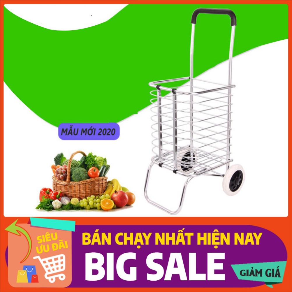 *HOT* Xe Kéo Đi Siêu Thị, Xe Đi Chợ Gấp Gọn Có Giỏ Hàng Siêu Đẹp-XDC01 White