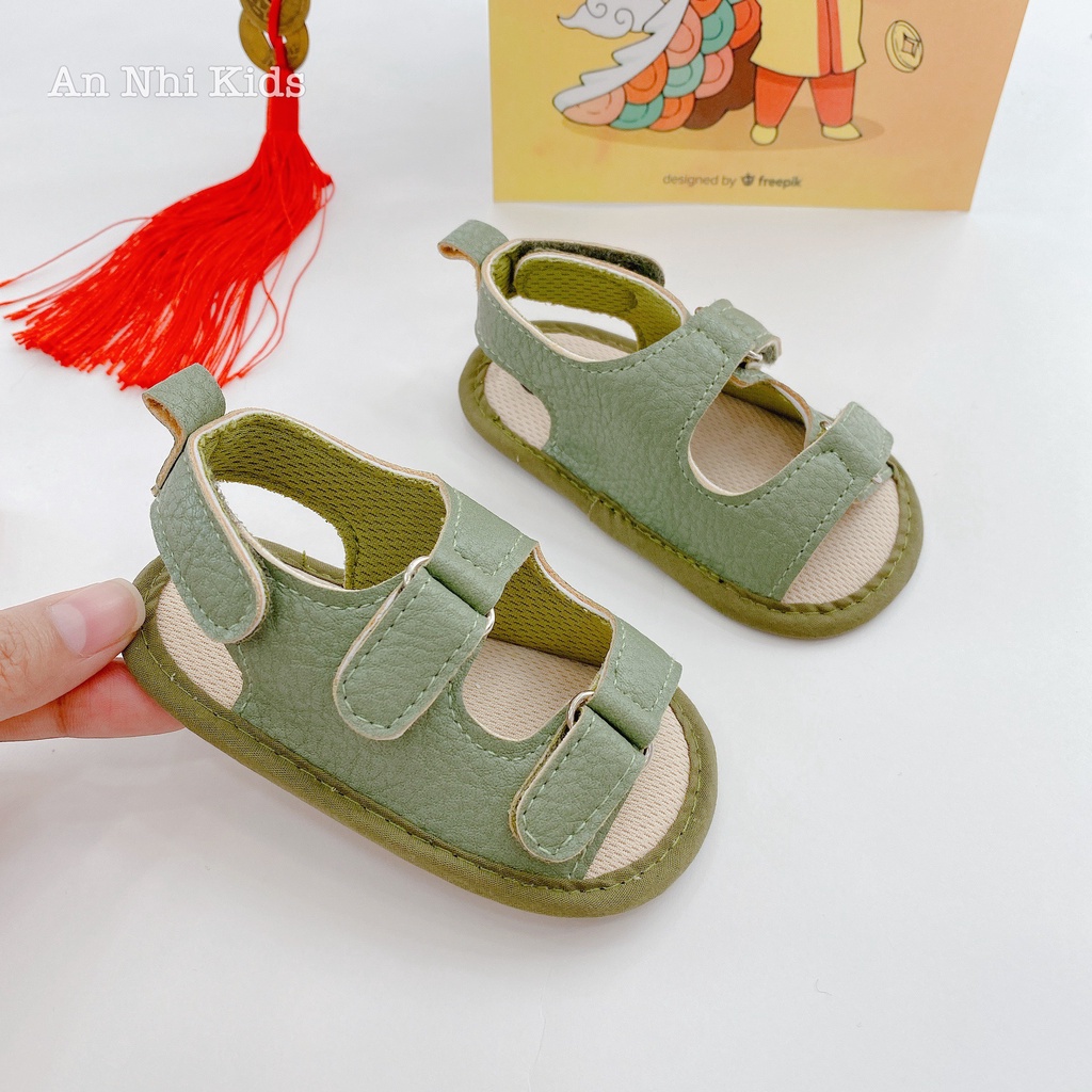 Giày tập đi cho bé sandal màu xanh đế cao su mềm chống trượt bám dính cho bé tập đi của An Nhi Kids-Thời trang cho bé