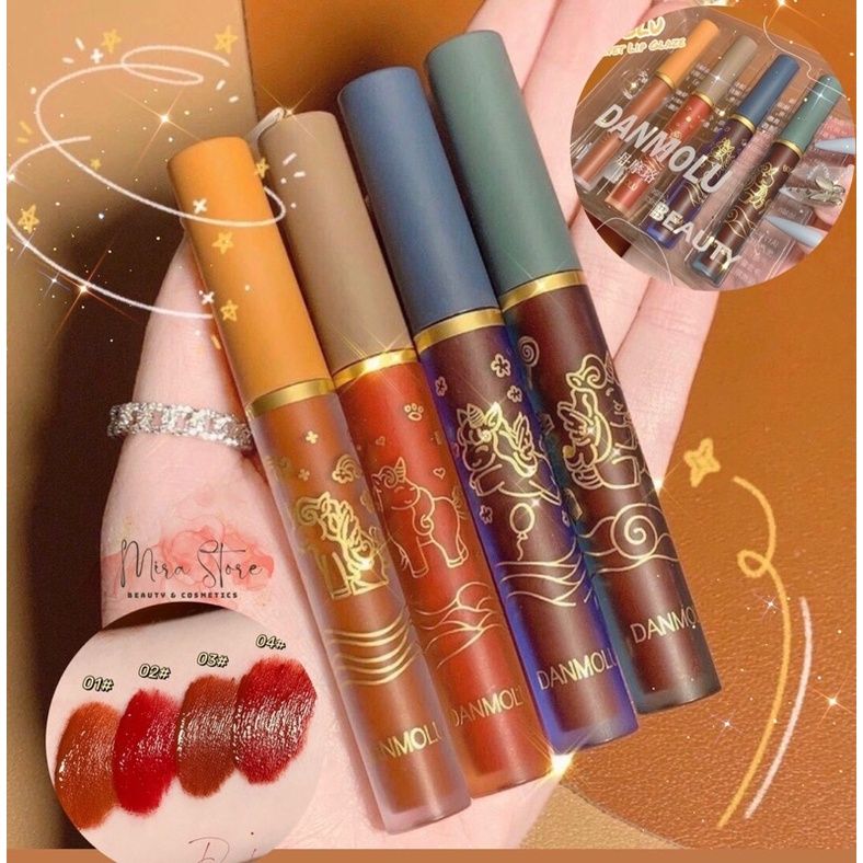 Set 4 SON KEM DANMOLU Mềm Mướt Môi