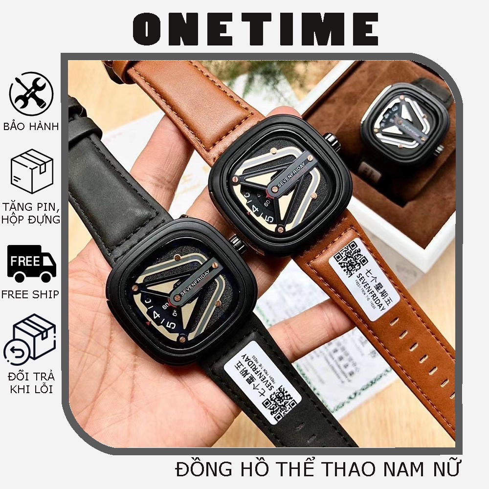 Đồng hồ nam Sevenfriday dây da mềm, mặt đồng hồ classic cực đẹp, đồng hồ nam OneTime