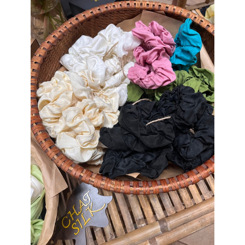 Dây buộc tóc, cột tóc lụa tơ tằm CỔ CHẤT SILK bản nhỏ và bản to 100% thiên nhiên cao cấp ngăn ngừa xơ rối tóc 14 màu