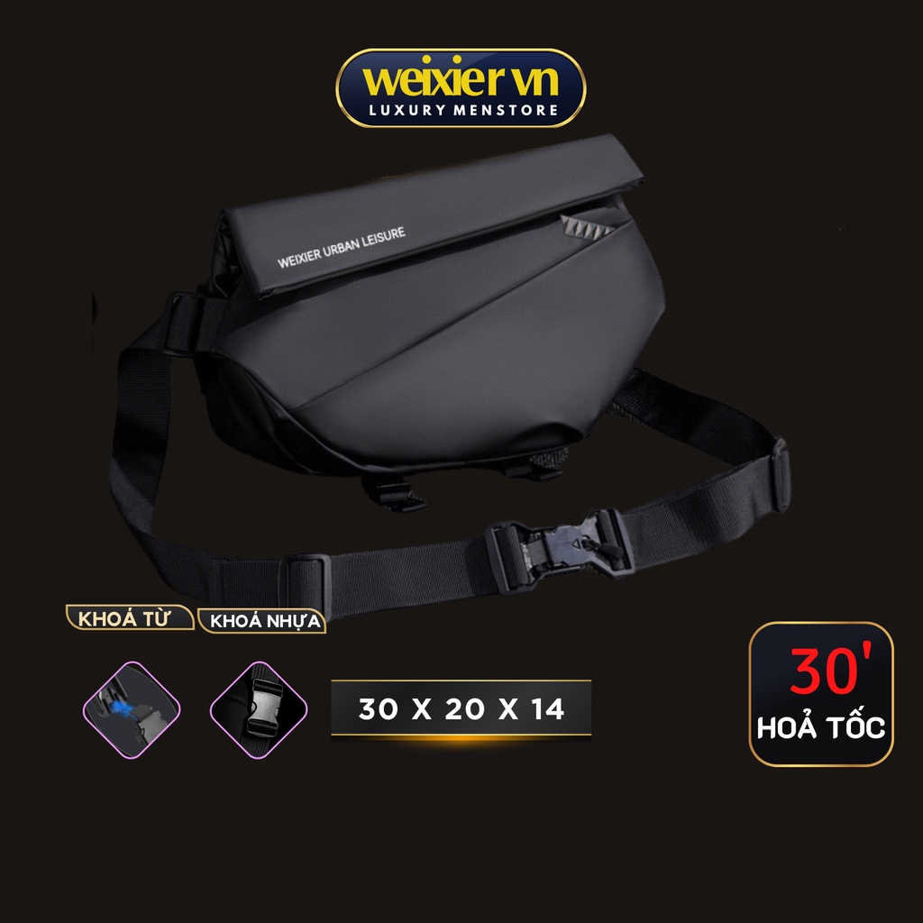 Túi Đeo Chéo Nam WEIXIER URBAN LIVE LIFE Thời Trang Cao Cấp Khoá Từ Nam Châm Chống Nước Chống Trộm SIXBIRDS