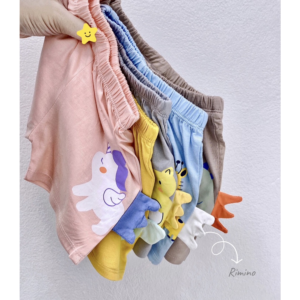 Quần Cộc Hè Bé Trai, Bé Gái RIMINO, Vải Thun Lạnh Mịn, Mát Họa Tiết Dễ Thương Size 6kg-16kg