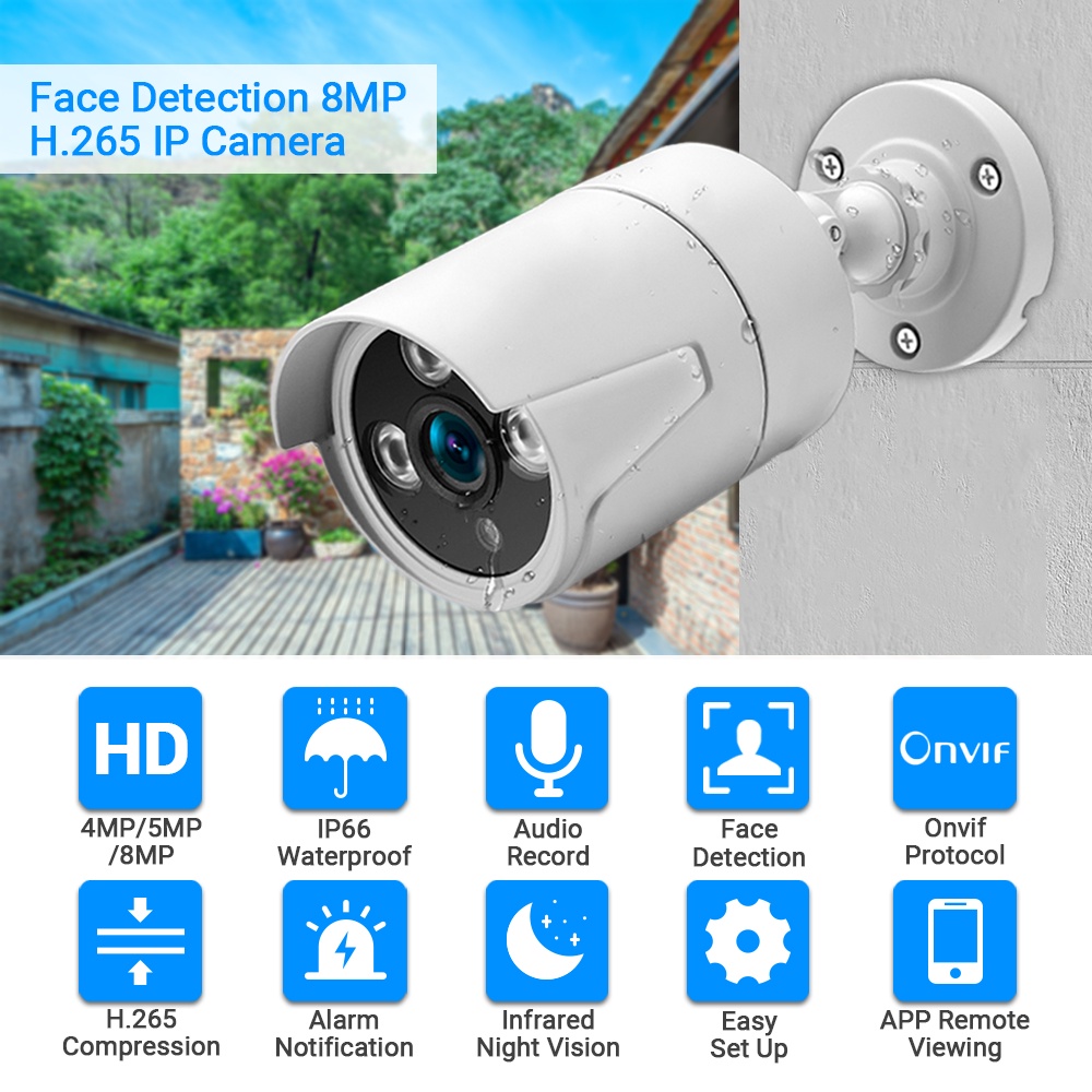 Camera An Ninh Hamrol 8MP 4K IP 48V POE H.265 Onvif 5MP 4MP Có Tầm Nhìn Đêm