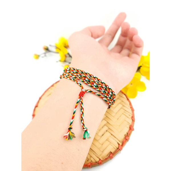 Vòng Chỉ Ngũ Sắc Tây Tạng Quấn 5 Vòng Bình An May Mắn - SenGemstoneJewelry