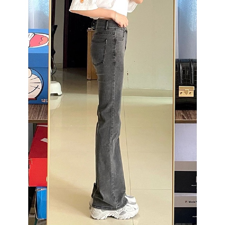 ZHELIHANGFEI Quần Jean Lưng Cao Ống Suông Cá Tính Theo Phong Cách Hàn Quốc