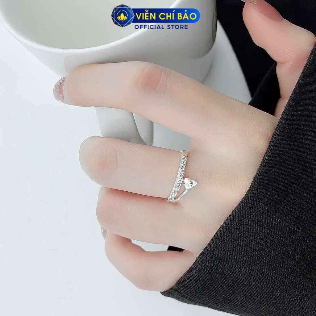 Nhẫn bạc nữ hoa hồng nhỏ chất liệu bạc 925 thời trang phụ kiện trang sức Viễn Chí Bảo N400002