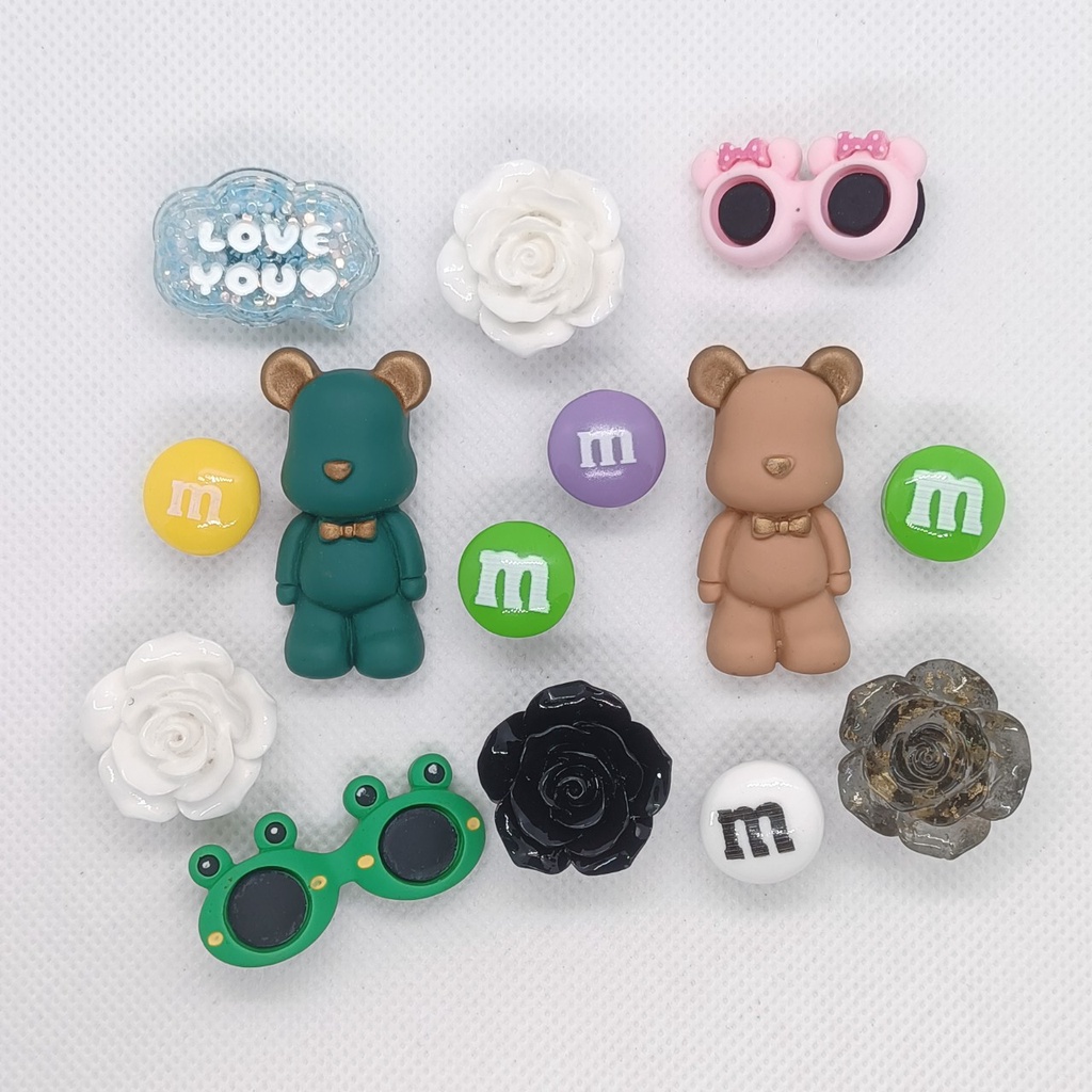 Bộ Sticker Nơ Carô Siêu Xinh Trang Trí Dép Cross Sticker, Jibbitz, Charm 3D Trang Trí Dép Sục, Gắn Dép Cross Sẵn Nút Gắn
