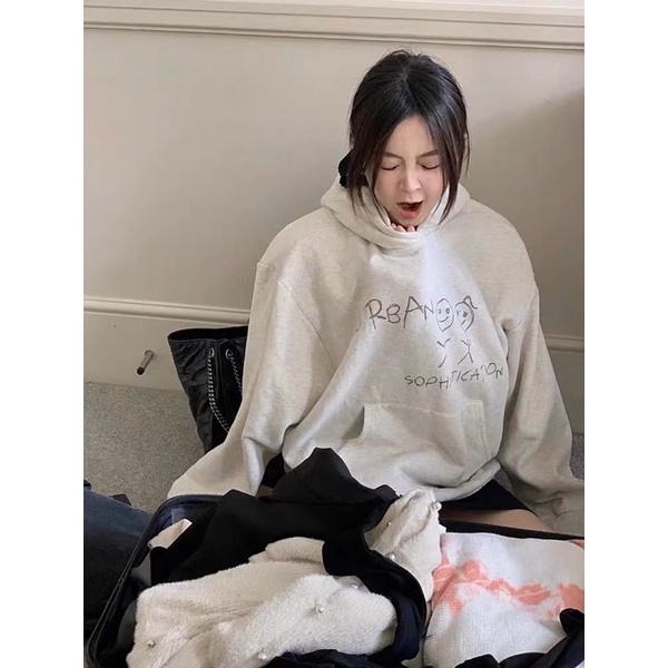 Áo hoodie Urban màu xám giống Lisa BLACKPINK