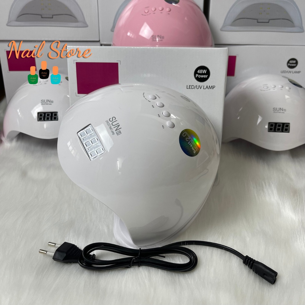 Máy Hơ Gel Sun 5 UV/LED 48W Màu Hồng - Máy Hơ Móng BẢO HÀNH 6 THÁNG