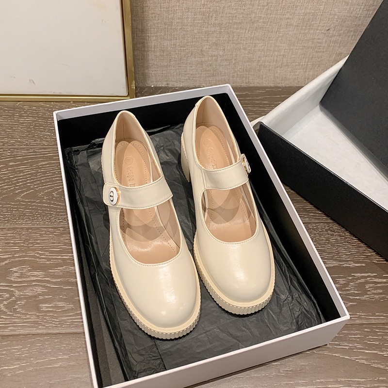 Giày da cao gót nữ Mary Jannes quay ngang, mẫu mã sang trọng