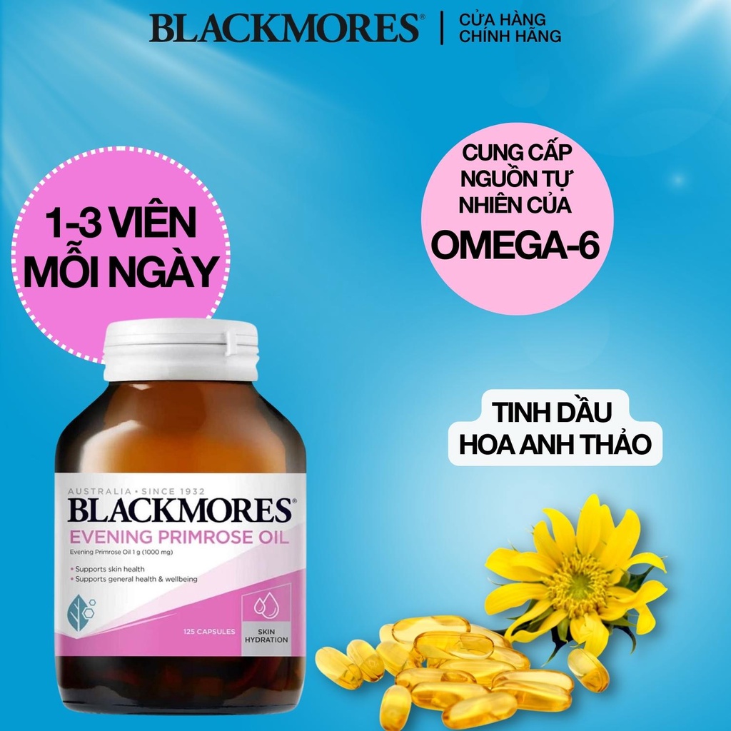 Tinh dầu hoa anh thảo Blackmore Evening Primrose Oil 1000 Úc 190v đẹp da, cân bằng nội tiết tố