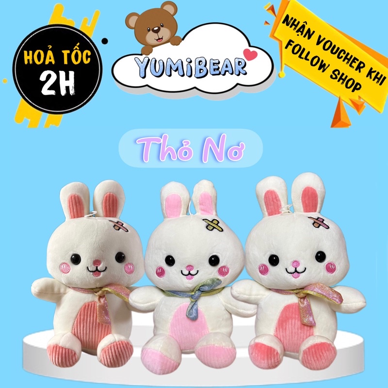 Thú Nhồi Bông Mềm Thỏ Nơ 25cm 2 Màu (Hồng Sen, Hồng Đậm)