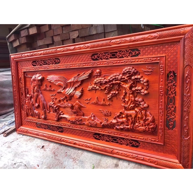 Tranh gỗ hương anh hùng tương ngộ rộng 127 cm . Tranh treo tường trang trí phong thuỷ gia đình, công ty , cửa hàng