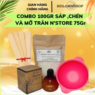 [FRESHIP+QUÀ] Combo 100gr Sáp Wax Lông Nóng Cao Cấp ,Mỡ Trăn ,Chén Silicol Tặng Kèm Que Wax