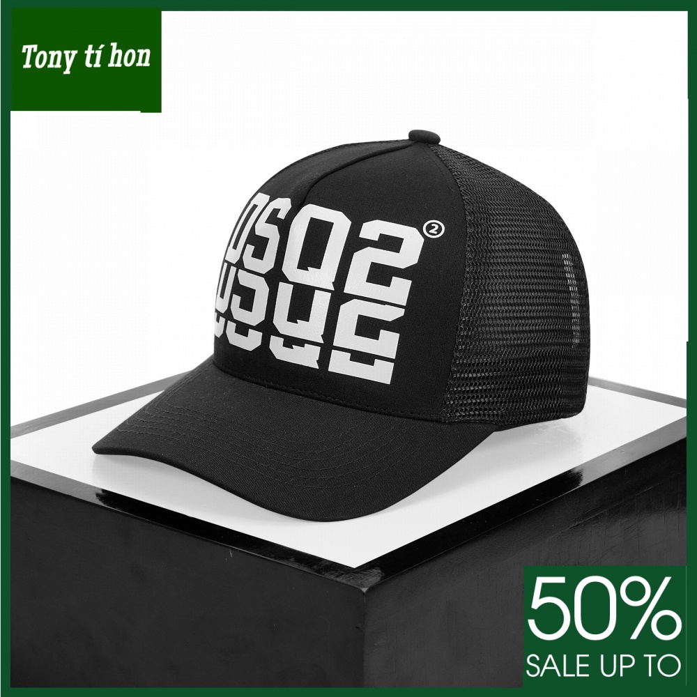 Tony tí hon_ tặng quà khi mua_ Mũ nón kết lưỡi trai nam nữ DS.QUARED2 chữ trắng phối lưới, cao cấp