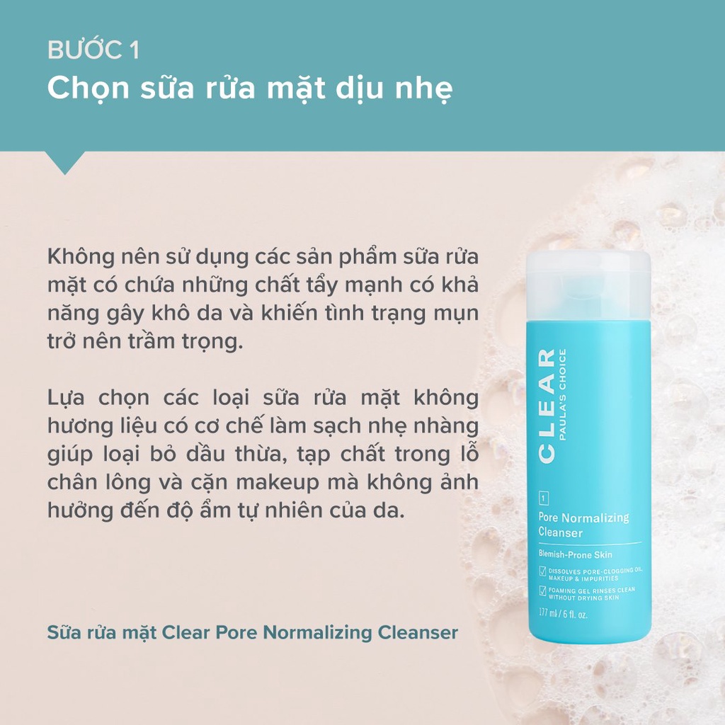 [PAULA'S CHOICE] Sữa Rửa Mặt Cho Da Mụn Và Se Khít Lỗ Chân Lông Clear Pore Normalizing Cleanser 177ml (Mã 6002)