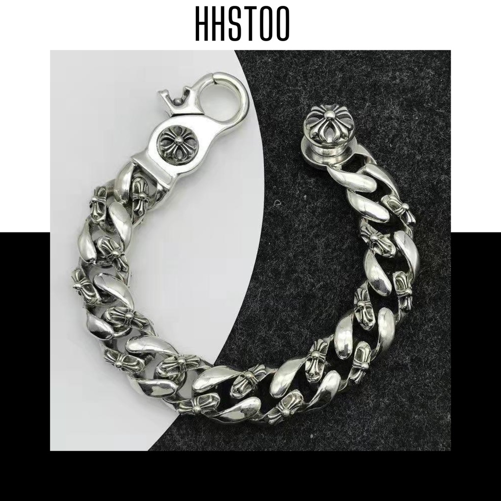 Vòng tay nam nữ , Lắc tay Chrome Heart Bạc Thái S925 , Dạng xích xen lẫn hoa văn chữ thập Mã VT1 [ĐƯỢC TRẢ GIÁ]