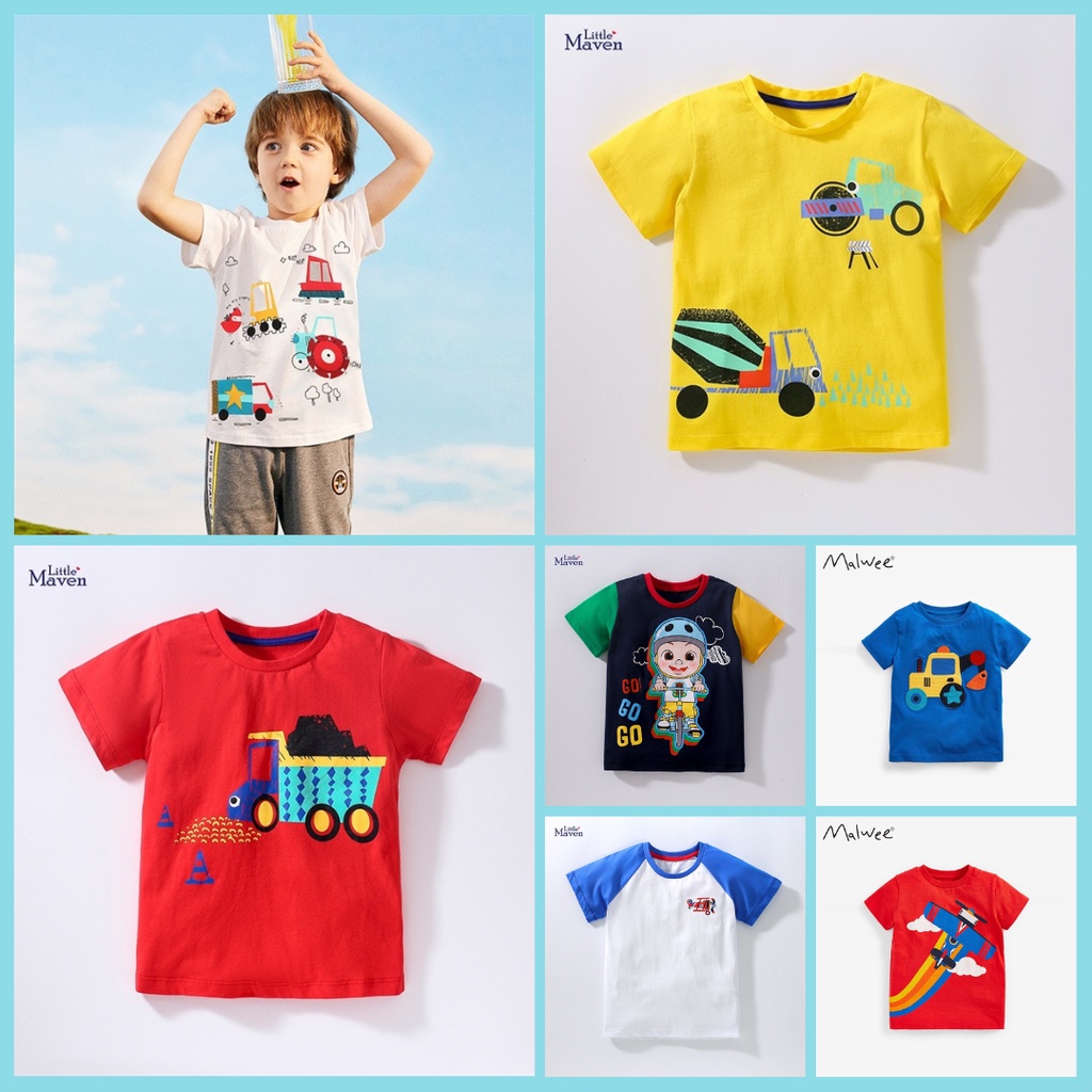 BST áo hè cotton xe, máy bay 01 cho bé trai 2-8 tuổi - Little Maven Official Store
