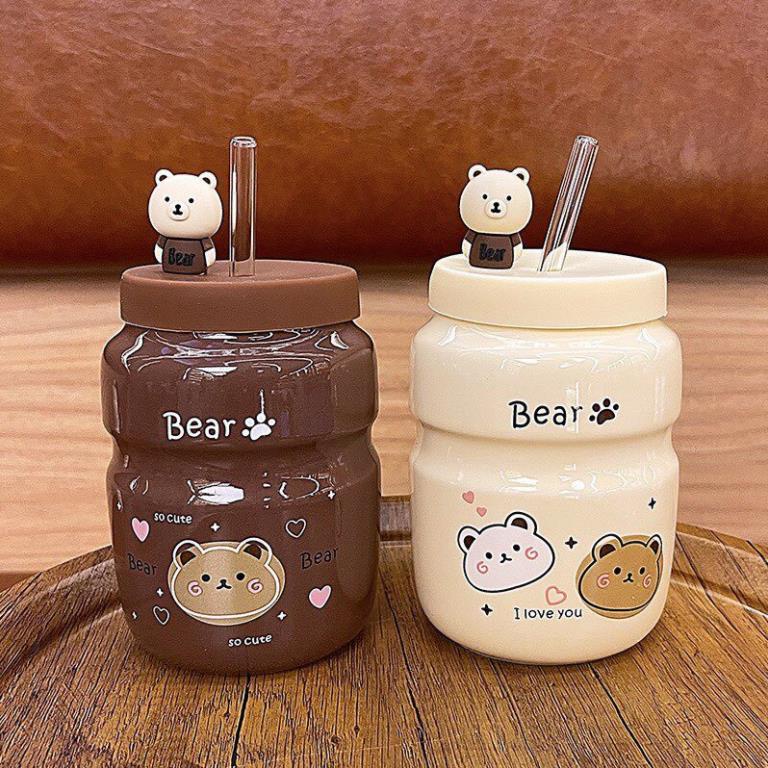 Bình đựng nước uống bằng sứ tráng men hình gấu Bear hottrend