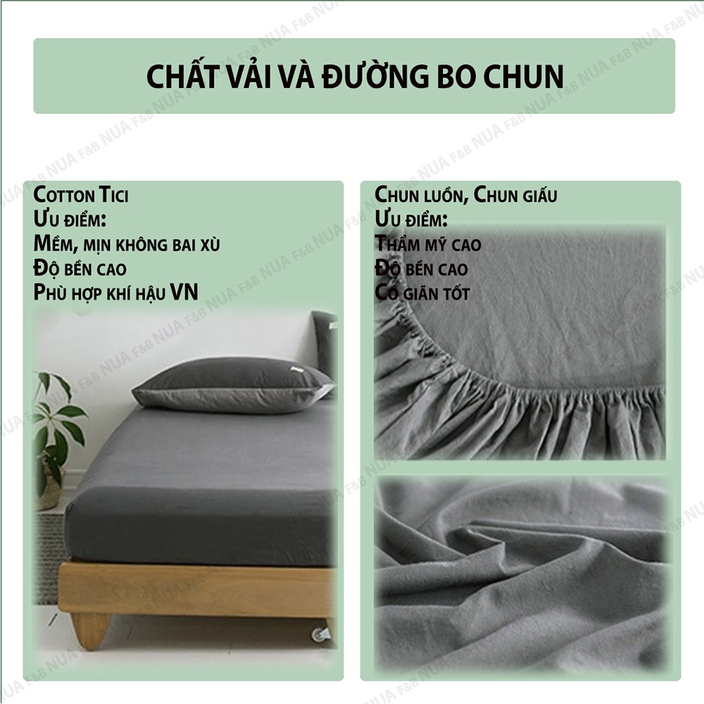 Bộ Ga Gối Cotton Tici Đanh Mịn Không Bai Xù Bộ Ga Nệm M6/M8 Phong Cách Hàn quốc Cao Cấp