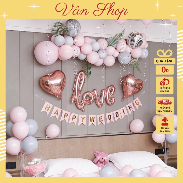 Combo Các Set Bóng Nhũ, Bóng Lồng Bóng Kim Tuyến Trang Trí Phòng Cưới Tân Hôn Đầy Đủ Đồ Tặng Kèm Bơm Keo Băng Dính