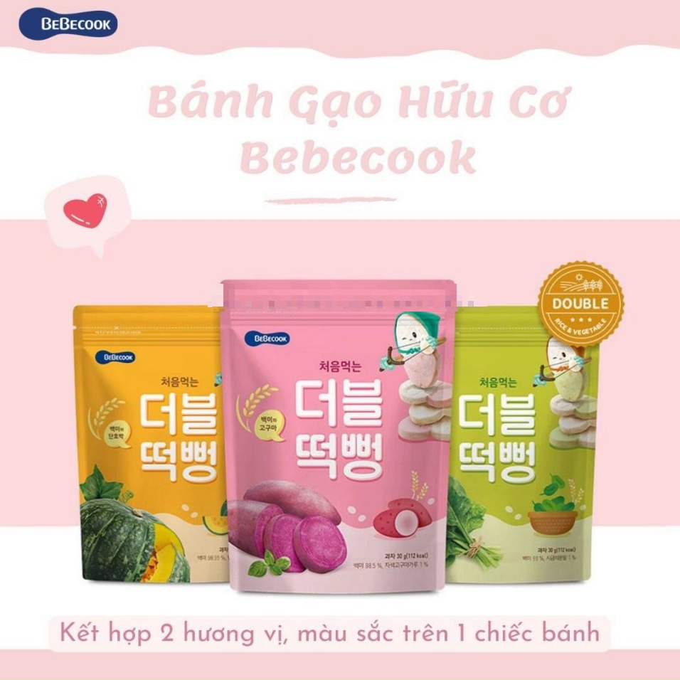 Bánh Gạo Hữu Cơ 2 Màu Bebecook Cho Bé Ăn Dặm 30g