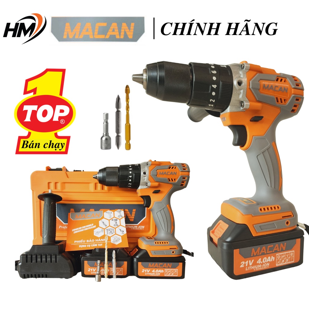 Máy Khoan pin MACAN 6013C 21V không chổi than 3 chức năng cao cấp bảo hành chính hãng