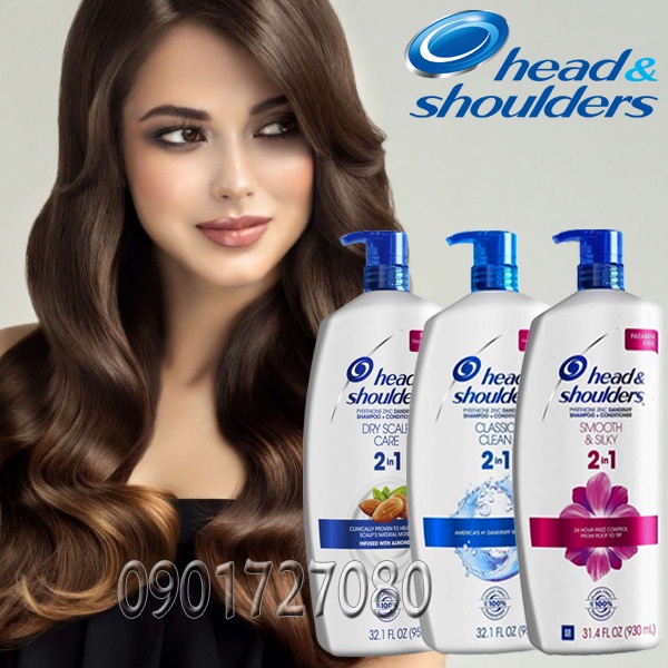Dầu gôi xả Head & Shoulders Classic, Smool and Skilky, Hạnh Nhân (2 in 1) chai to - Mỹ
