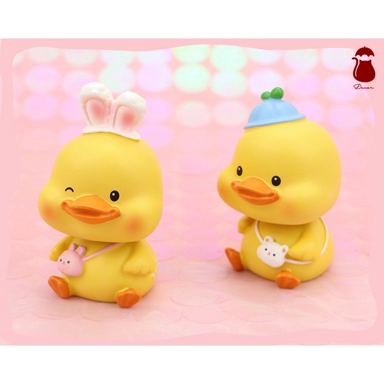 Set mô hình 4 vịt con Ô DECOR, tượng vịt con decor mini để bàn màu vàng full biểu cảm đáng yêu dễ thương cute