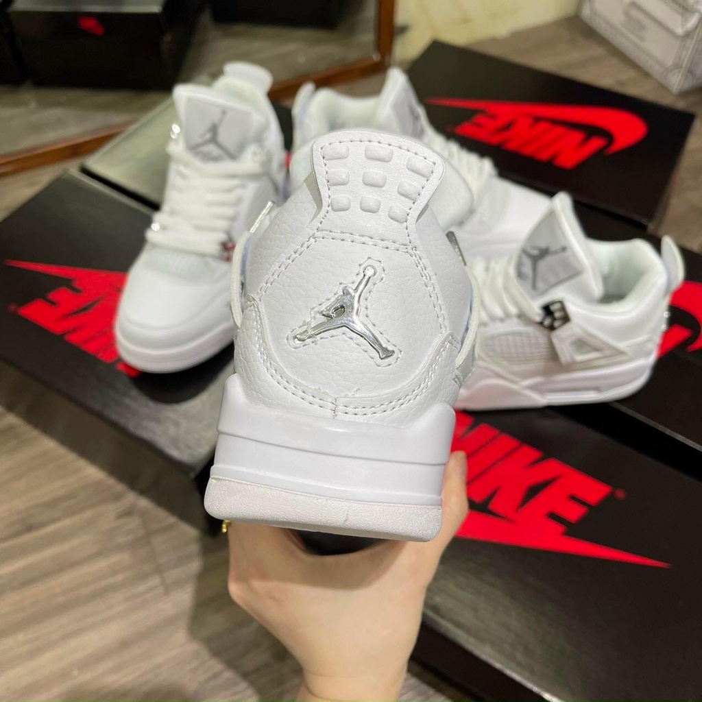 Giày thể thao air jordan 4 trắng Full  Giày thể thao JD4 white sliver nam nữ siêu hot Fullboxbill+ tặng dây