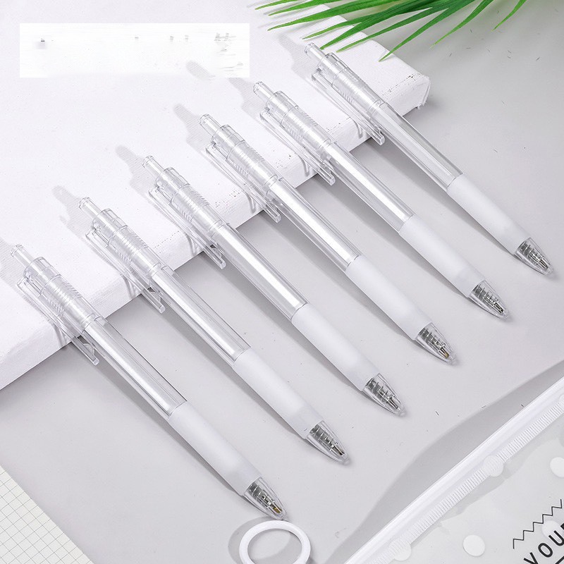 Bút bi nước trong suốt mực gel màu đen ngòi 0.5mm dễ thương B41