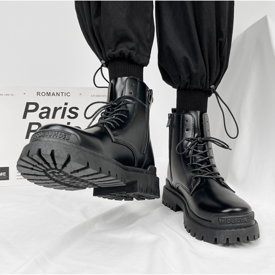 Giày bốt nam combat boot The Jinx khóa zip tăng chiều cao 5 cm phiên bản A008 2024