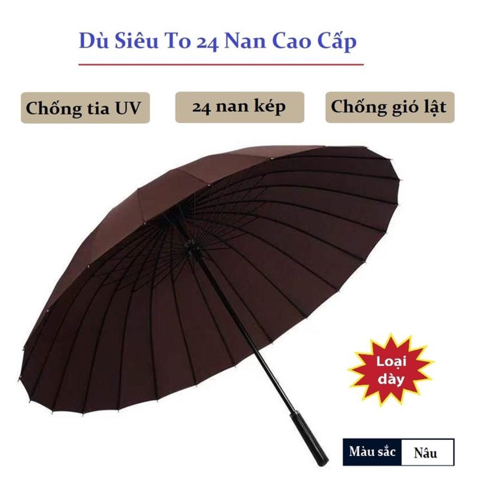 Ô dù cỡ lớn cán dài 24 nan chống lật siêu chắc chắn