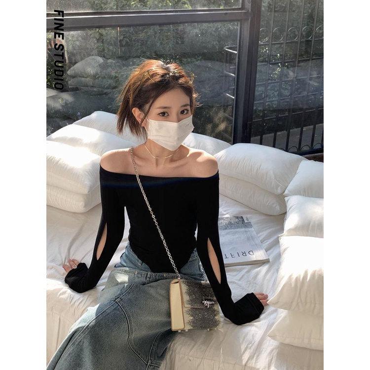 Áo Thun Nữ Dài Tay Lệch Vai Phong Cách Hàn Quốc Thời Trang