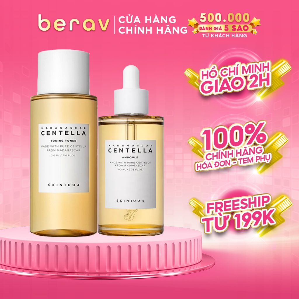 Bộ Toner + Serum Skin1004 Madagascar Centella Giảm Mụn Chiết Xuất Rau Má