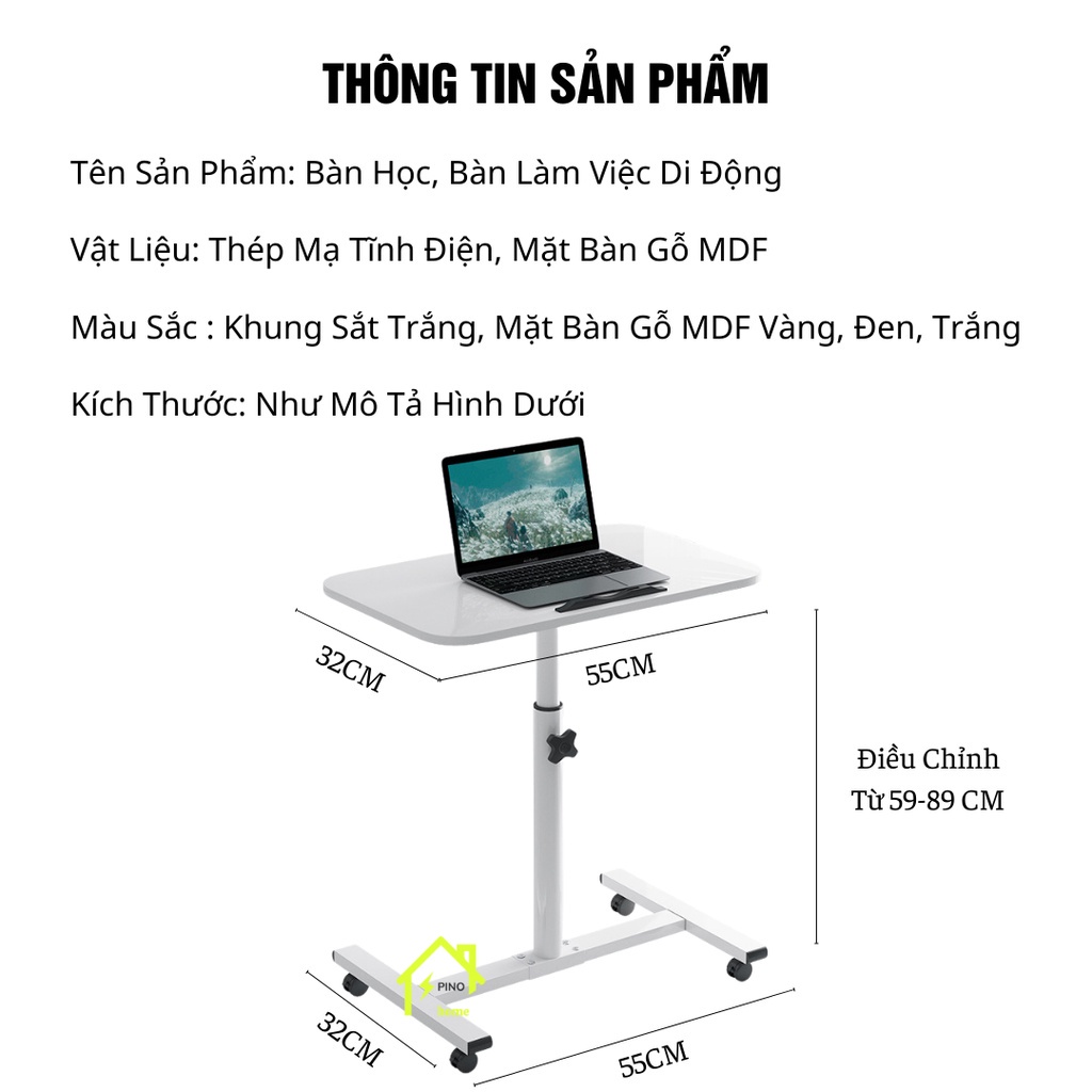 Bàn học, Bàn làm việc di động thông minh điều chỉnh kích thước khung thép chắc chắn kết hợp gỗ mdf cao cấp Win Decor | BigBuy360 - bigbuy360.vn