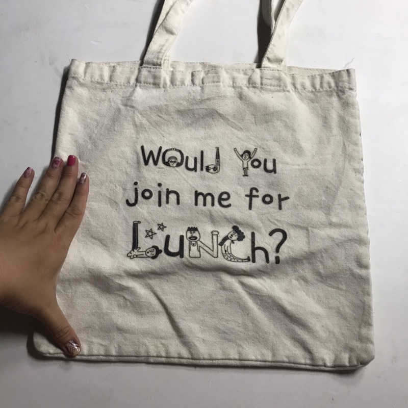 Túi tote 2hand trắng giỏ si canvas